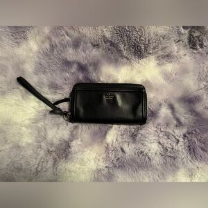 Kate Spade Double Black Leather Wristlet Wallet